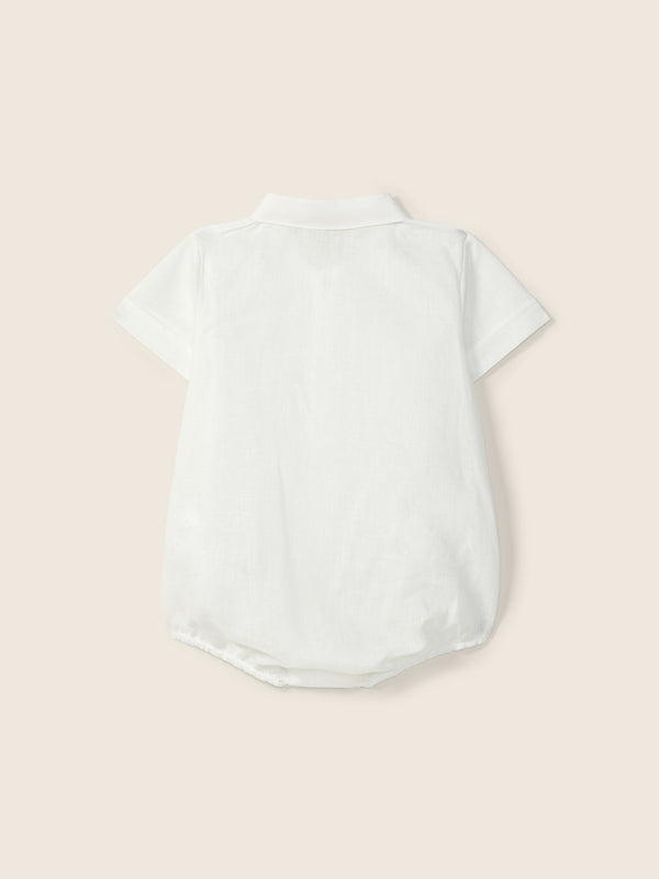 Body Camicia A Maniche Corte In Cotone Bianco