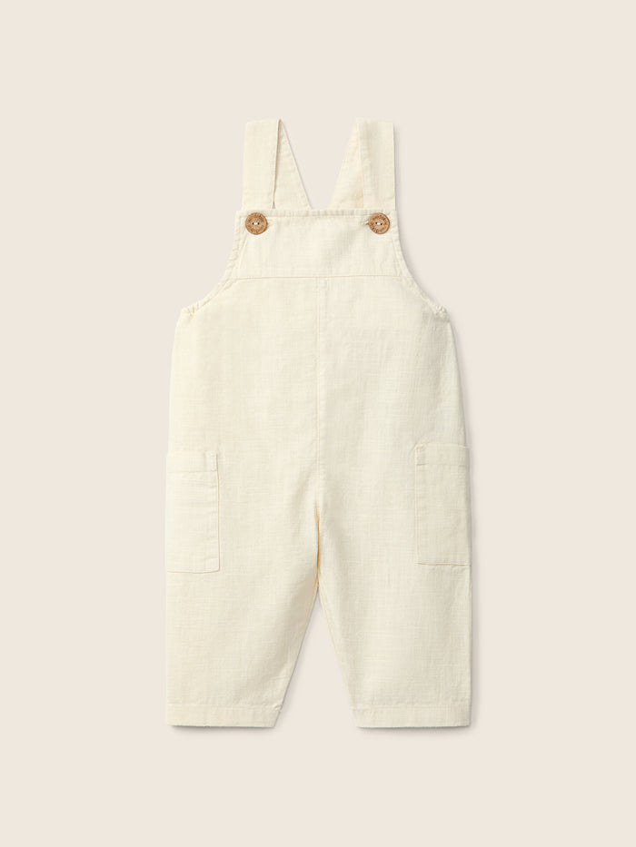 Salopette Lunga In Cotone Con Bottoni In Legno