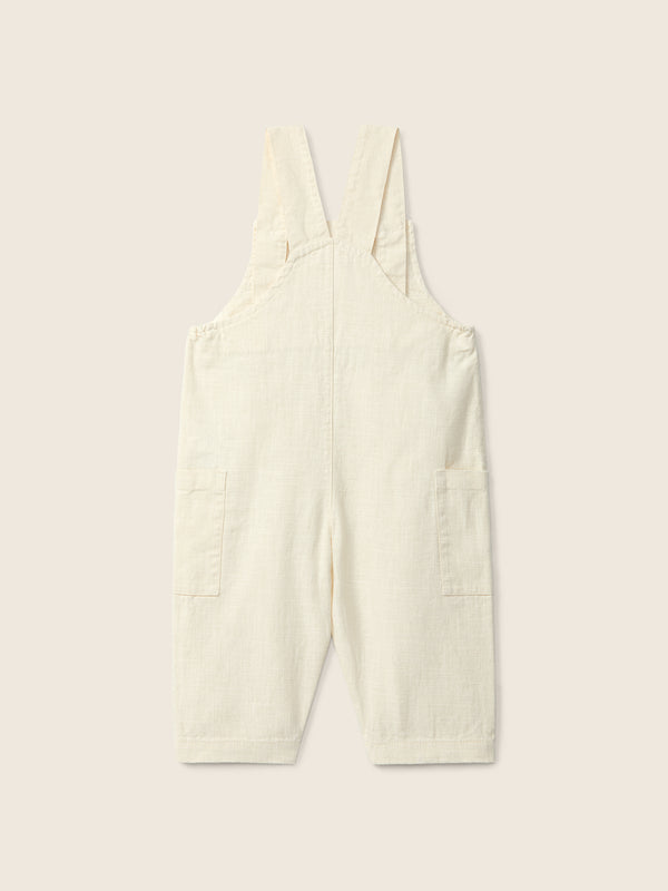 Salopette Lunga In Cotone Con Bottoni In Legno