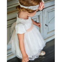 Vestito Fiori con Fascia Rosa