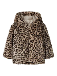 Giacca In Pelliccia Sintetica Con Cappuccio Leopardata