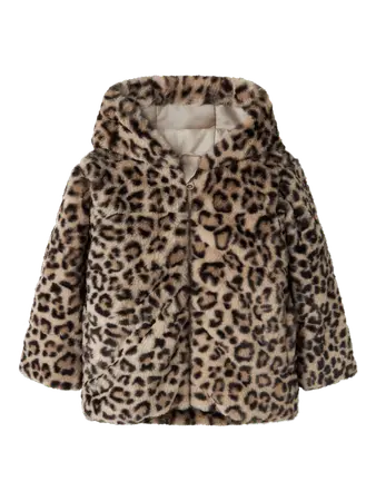 Giacca In Pelliccia Sintetica Con Cappuccio Leopardata
