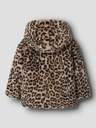 Giacca In Pelliccia Sintetica Con Cappuccio Leopardata