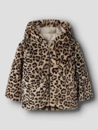 Giacca In Pelliccia Sintetica Con Cappuccio Leopardata