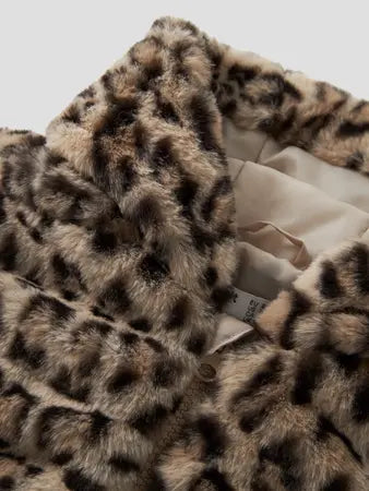 Giacca In Pelliccia Sintetica Con Cappuccio Leopardata