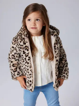 Giacca In Pelliccia Sintetica Con Cappuccio Leopardata
