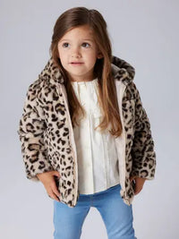 Giacca In Pelliccia Sintetica Con Cappuccio Leopardata