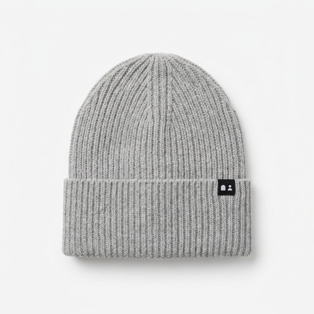 Berretto a Coste con Monogramma Snow Heather Bc01