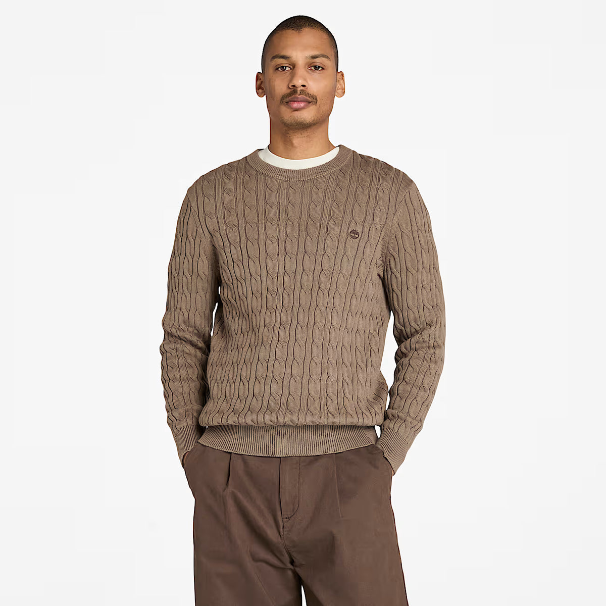 Maglione Girocollo A Trecce Da Uomo Williams River Marro
