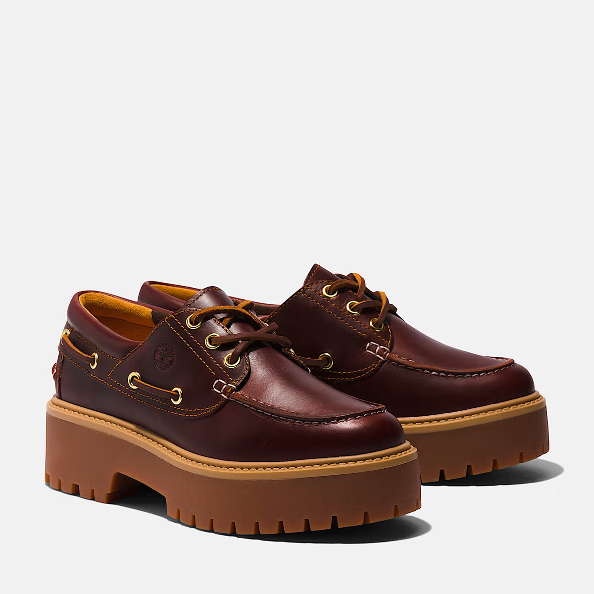 Timberland Stone Street Boat Shoe In Pelle Rootbeer