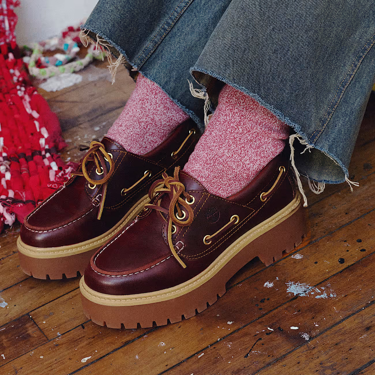 Timberland Stone Street Boat Shoe In Pelle Rootbeer