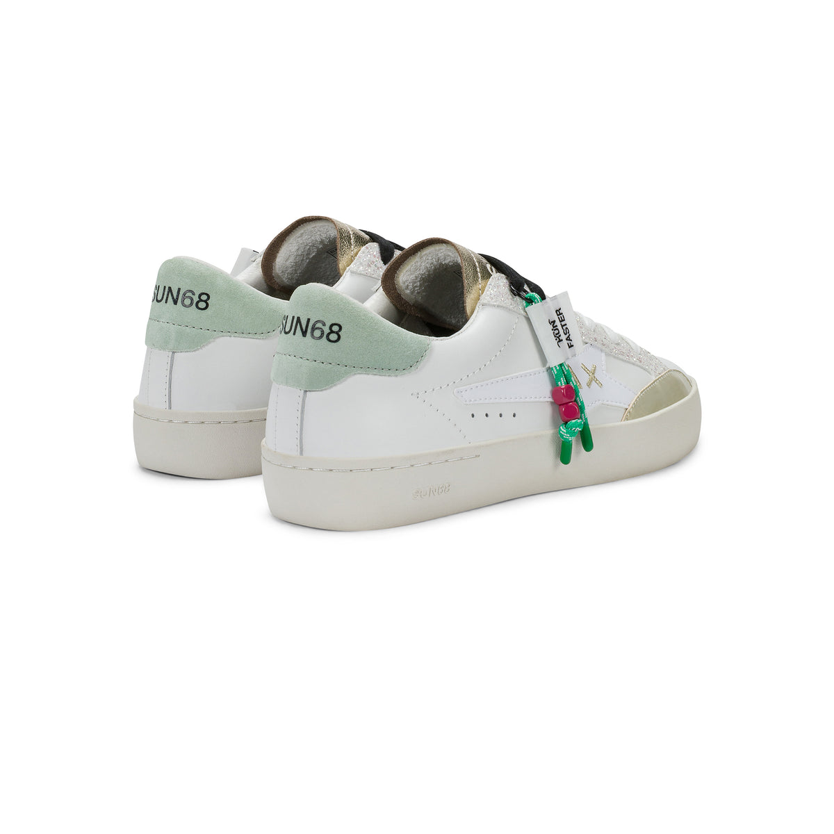 Sneakers Donna Katy Leather Bianco Verde Acquamarina