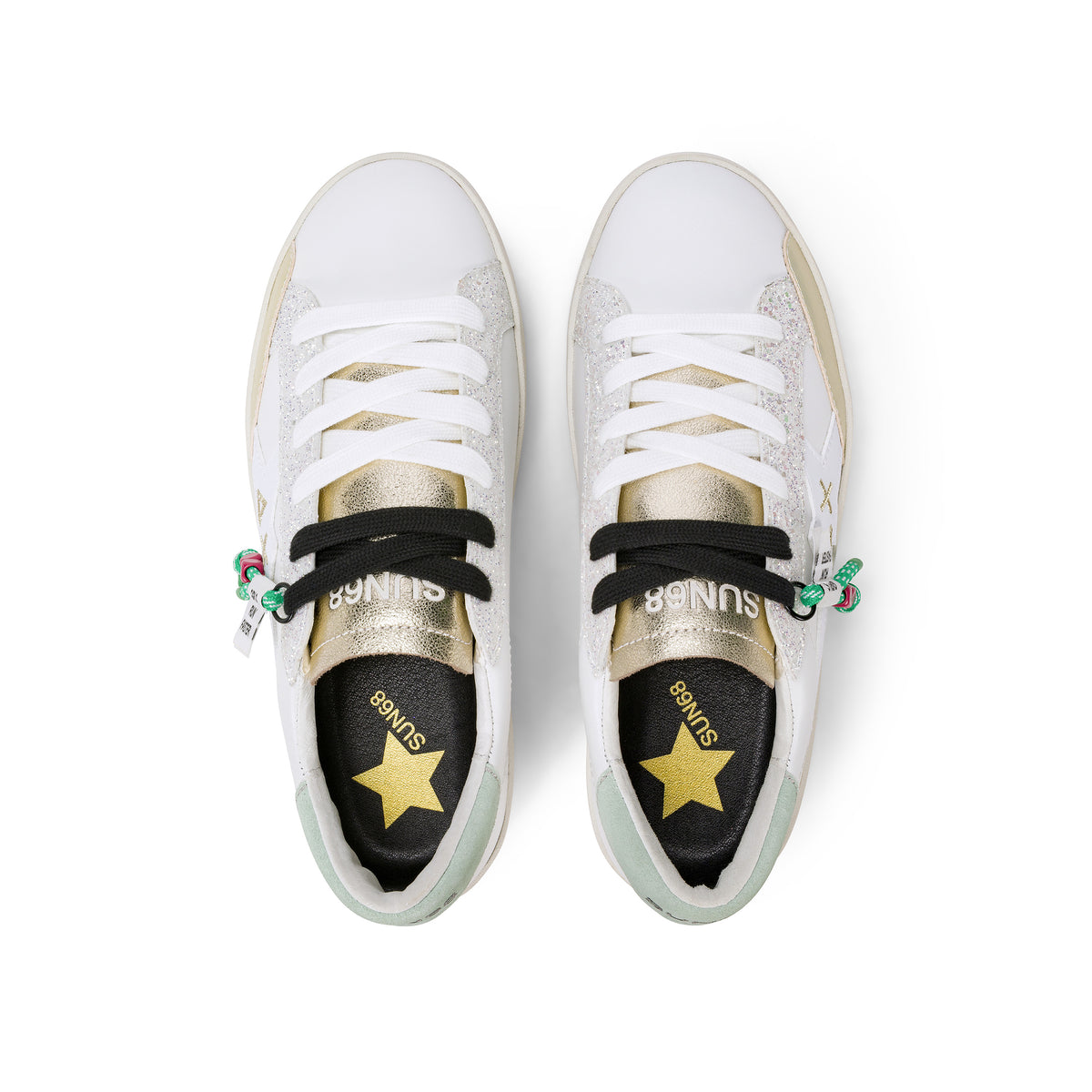 Sneakers Donna Katy Leather Bianco Verde Acquamarina
