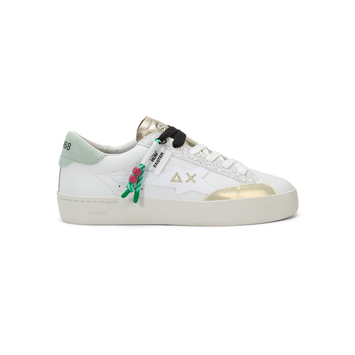 Sneakers Donna Katy Leather Bianco Verde Acquamarina