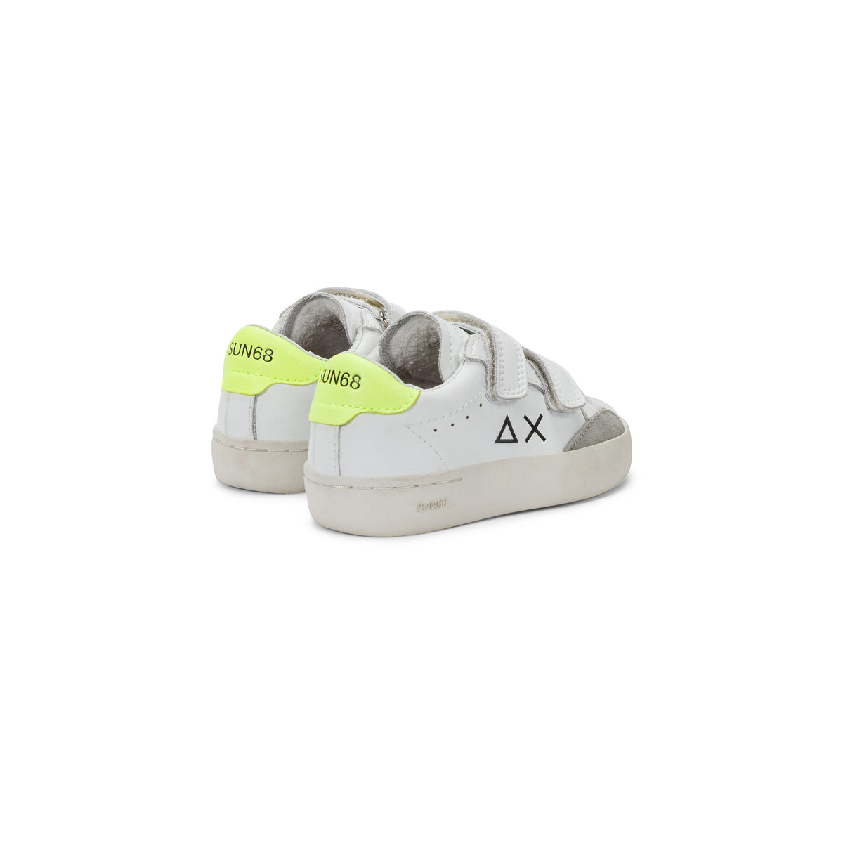 Sneakers Bambino Street Leather Bianco Giallo Fluo