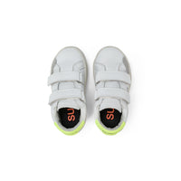 Sneakers Bambino Street Leather Bianco Giallo Fluo