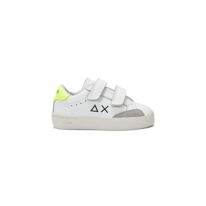 Sneakers Bambino Street Leather Bianco Giallo Fluo