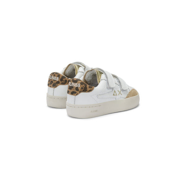 Sneaker Girl S Katy Leather Anim Kid Bianco Oro
