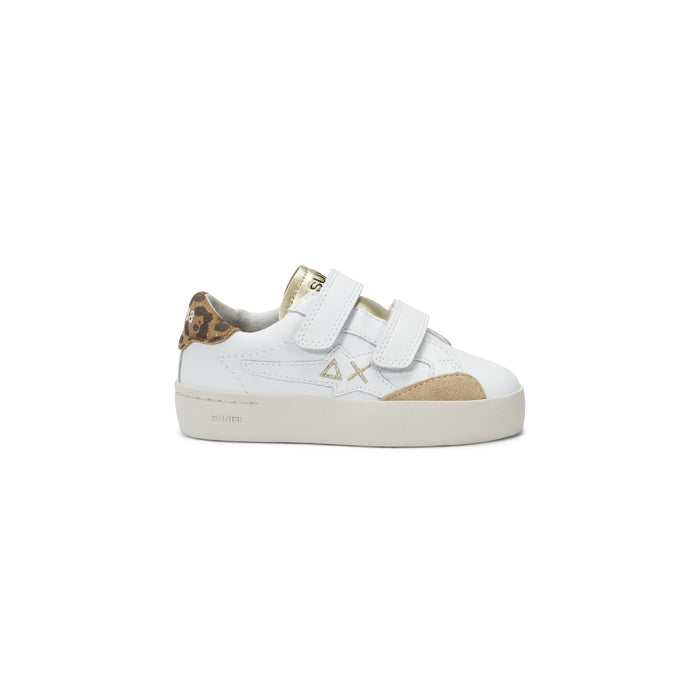 Sneaker Girl S Katy Leather Anim Kid Bianco Oro