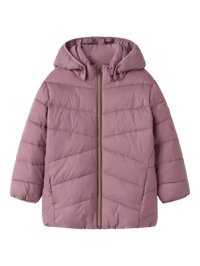 Giacca Imbottita Da Bambina Con Cappuccio  Rosa Antico