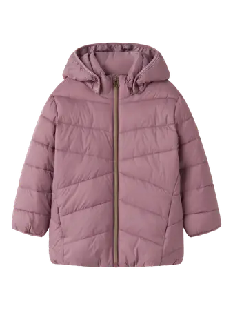 Giacca Imbottita Da Bambina Con Cappuccio  Rosa Antico