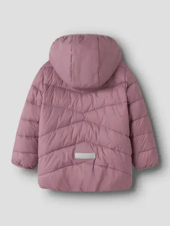 Giacca Imbottita Da Bambina Con Cappuccio  Rosa Antico