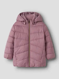Giacca Imbottita Da Bambina Con Cappuccio  Rosa Antico