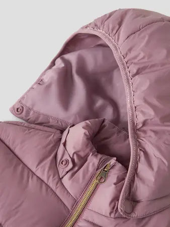Giacca Imbottita Da Bambina Con Cappuccio  Rosa Antico