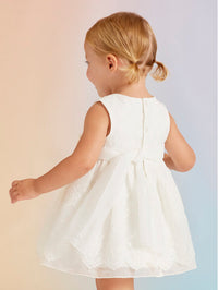 Vestito Organza Bordato Bianco
