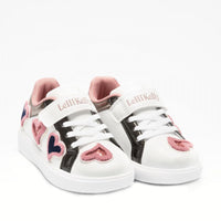 Sneakers Bianco-Fuxia con Cuori Glitter