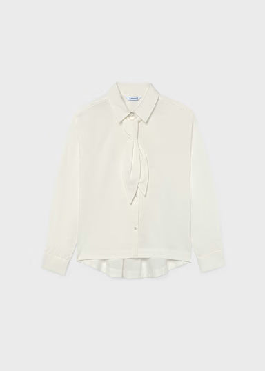 Camicia Popelin Cravatta Panna