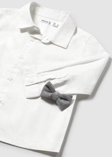 Camicia Manica Lunga Elegante Papillon Avorio