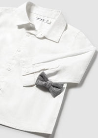 Camicia Manica Lunga Elegante Papillon Avorio