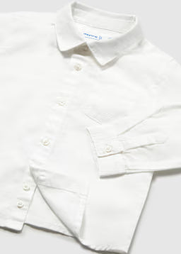 Camicia Manica Lunga Lino Bianco