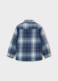 Camicia Manica Lunga Quadri Marino