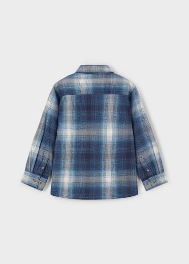 Camicia Manica Lunga Quadri Marino