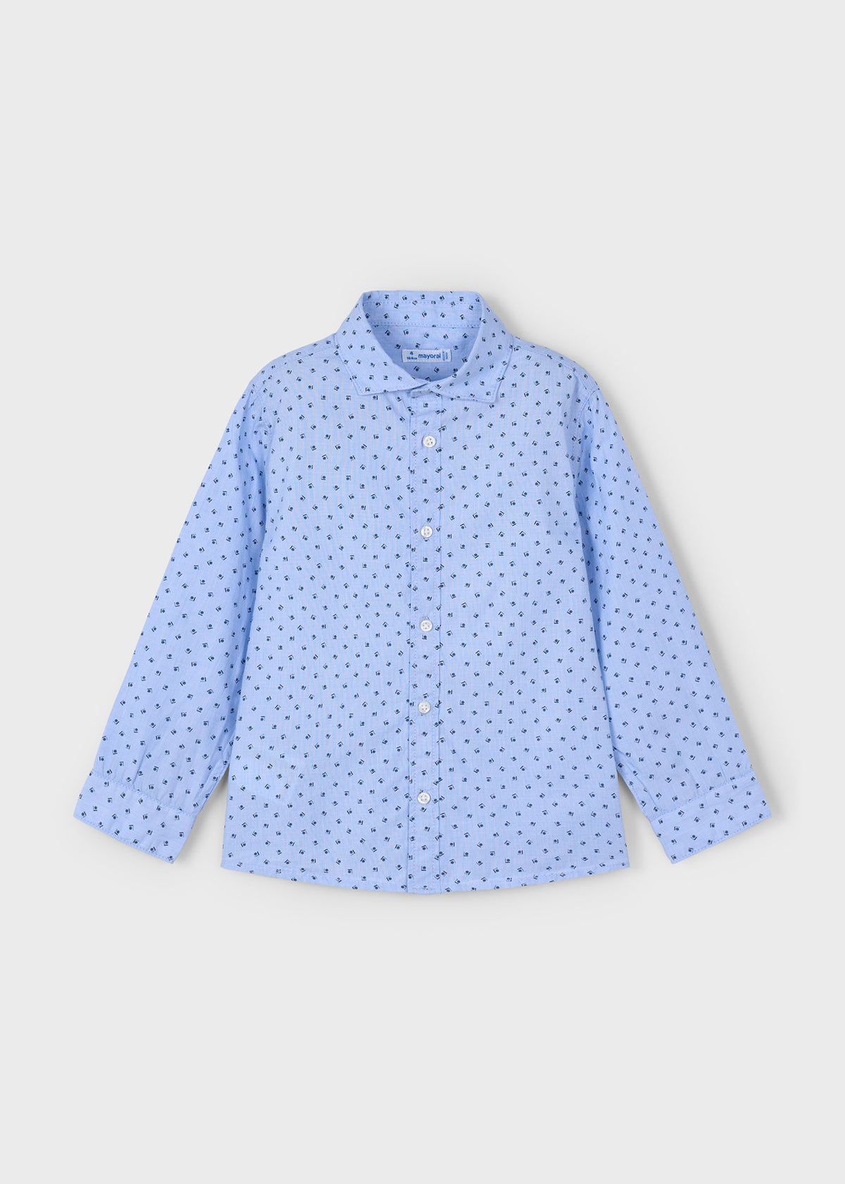 Camicia Manica Lunga Stampata Celeste