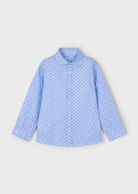 Camicia Manica Lunga Stampata Celeste