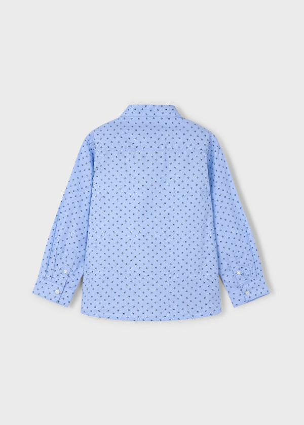 Camicia Manica Lunga Stampata Celeste