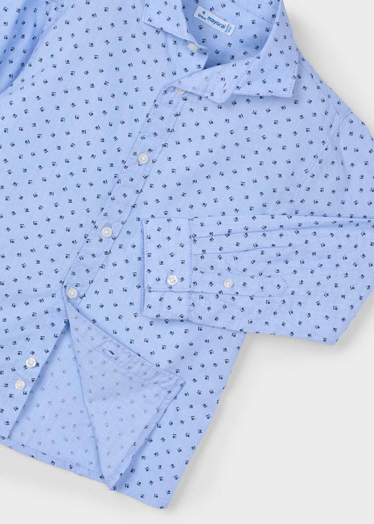Camicia Manica Lunga Stampata Celeste