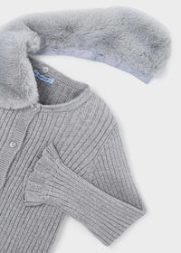 Cardigan Tricot Colletto Pell Argento