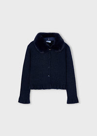 Cardigan Tricot Colletto Pell Marino
