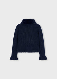 Cardigan Tricot Colletto Pell Marino