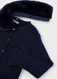 Cardigan Tricot Colletto Pell Marino