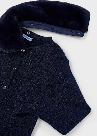 Cardigan Tricot Colletto Pell Marino