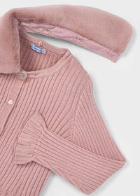 Cardigan Tricot Colletto Pell Cipria