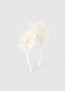 Cerchietto Fiori Tulle Ecru