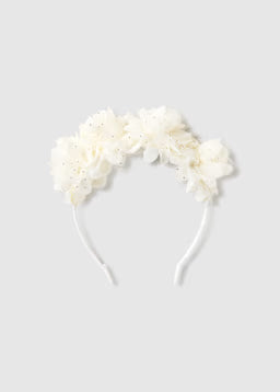 Cerchietto Fiori Tulle Ecru