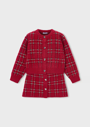 Completo Gonna Tricot Pelo Rosso