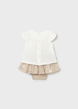 Vestito Con Ricamo Orsetto E Gonna Arricciata